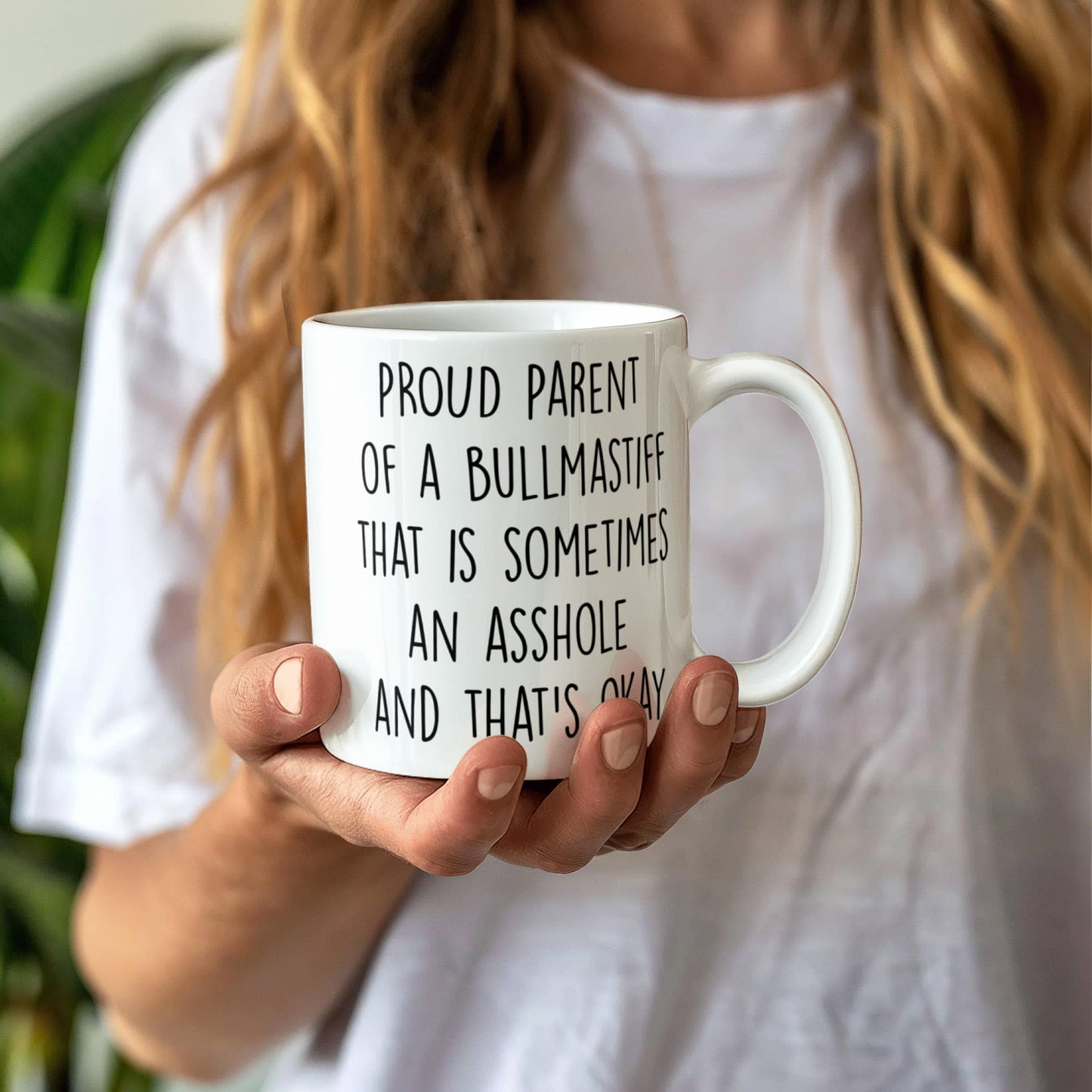 Funny Bullmastiff Dog Mom or Dad Mug – “Proud Parent of a Bullmastiff That Is Sometimes an Asshole” – White Ceramic Coffee Cup, 11oz or 15oz - Mallard Moon Gift Shop