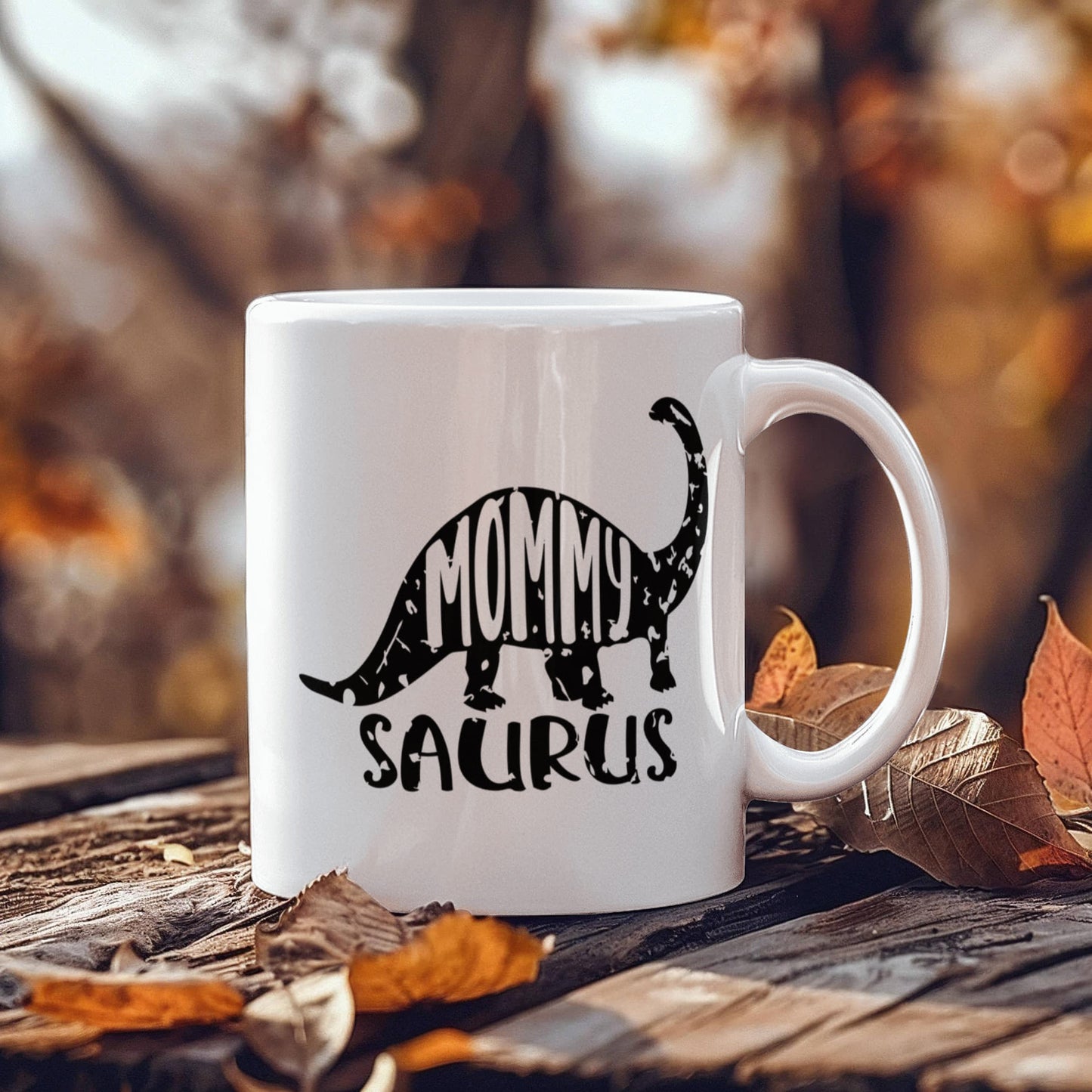 Mommy Saurus Dinosaur Mug – Funny Gift for Moms – White Ceramic Coffee Mug - Mallard Moon Gift Shop
