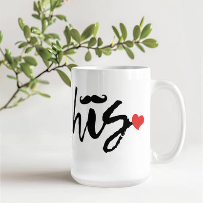 His and Hers Coffee Mug Set – Romantic Ceramic Mug Pair (11oz/15oz) for Couples, Anniversary, or Valentine’s Day - Mallard Moon Gift Shop