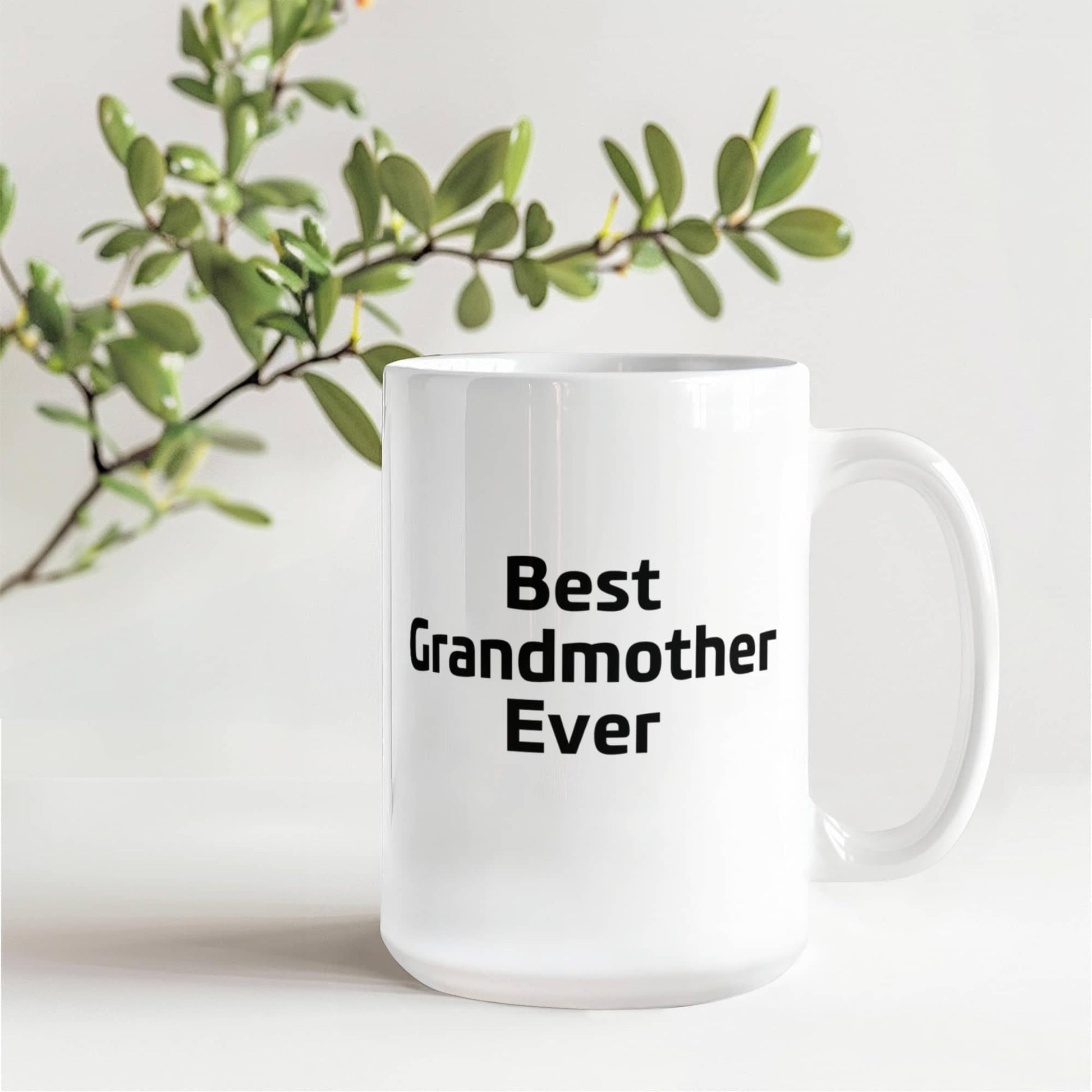Best Grandmother Ever – Elegant White Ceramic Coffee Mug Gift for Grandma, Sweet Present from Grandkids, Kids, or Daughter - Mallard Moon Gift Shop
