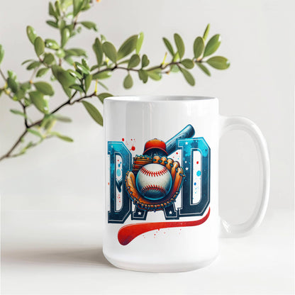Baseball Dad Mug – Sports-Themed Ceramic Coffee Cup – Gift for Baseball-Loving Father or Coach - Mallard Moon Gift Shop