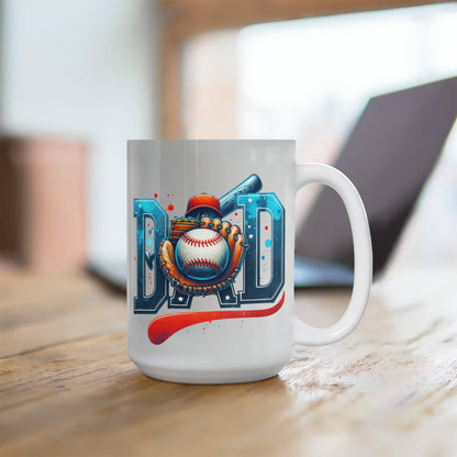 Baseball Dad Mug – Sports-Themed Ceramic Coffee Cup – Gift for Baseball-Loving Father or Coach - Mallard Moon Gift Shop