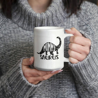 Mommy Saurus Dinosaur Mug – Funny Gift for Moms – White Ceramic Coffee Mug - Mallard Moon Gift Shop