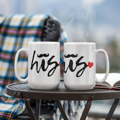 His and Hers Coffee Mug Set – Romantic Ceramic Mug Pair (11oz/15oz) for Couples, Anniversary, or Valentine’s Day - Mallard Moon Gift Shop