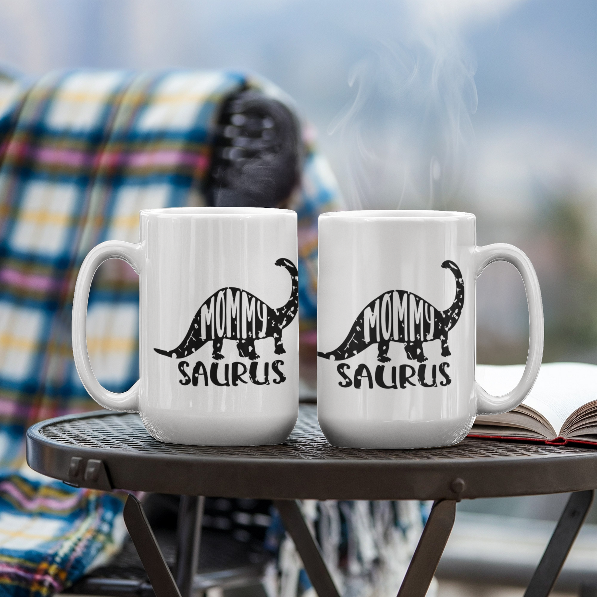 Mommy Saurus Dinosaur Mug – Funny Gift for Moms – White Ceramic Coffee Mug - Mallard Moon Gift Shop