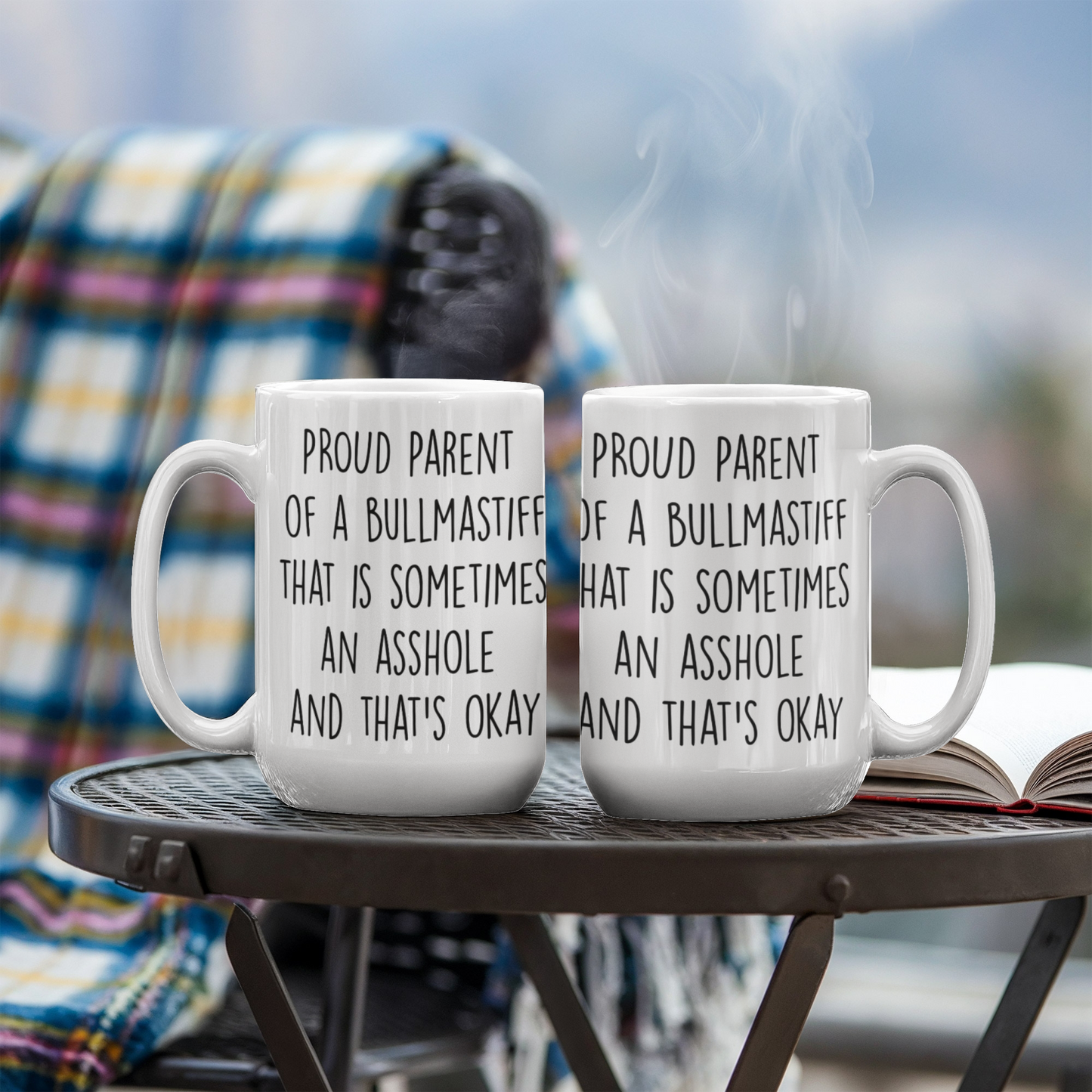 Funny Bullmastiff Dog Mom or Dad Mug – “Proud Parent of a Bullmastiff That Is Sometimes an Asshole” – White Ceramic Coffee Cup, 11oz or 15oz - Mallard Moon Gift Shop