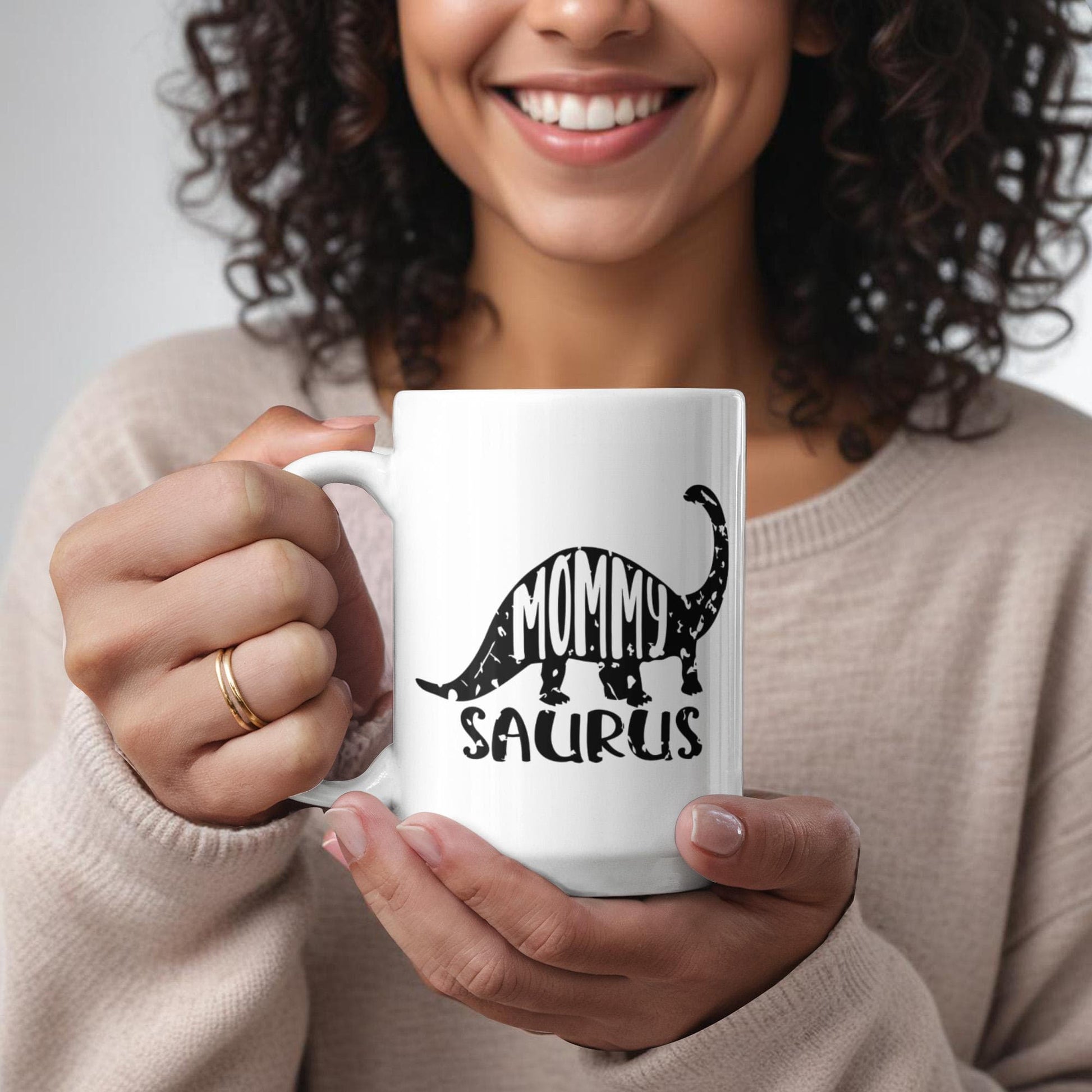 Mommy Saurus Dinosaur Mug – Funny Gift for Moms – White Ceramic Coffee Mug - Mallard Moon Gift Shop