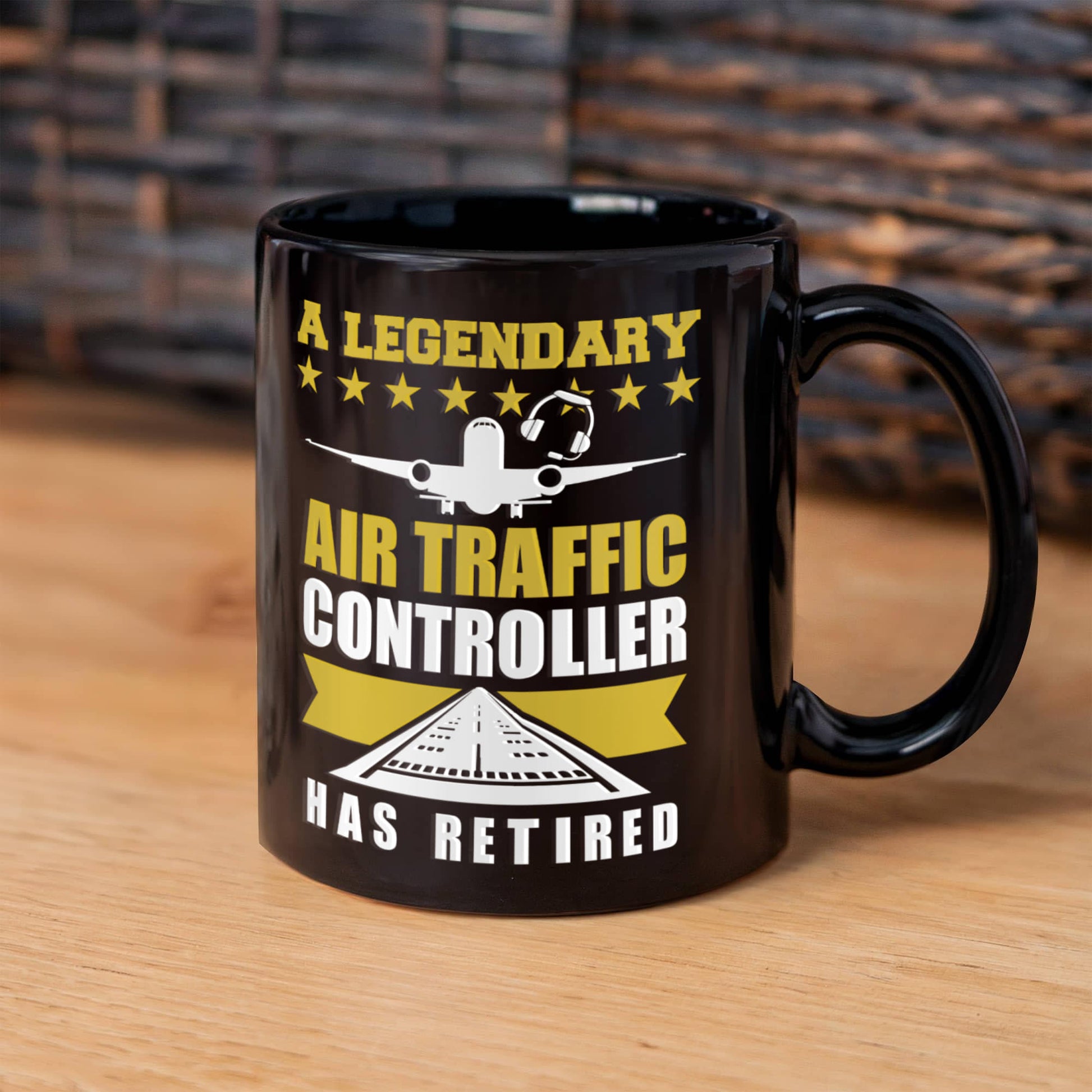Legendary Air Traffic Controller Has Retired Black Ceramic Coffee Mug - Mallard Moon Gift Shop