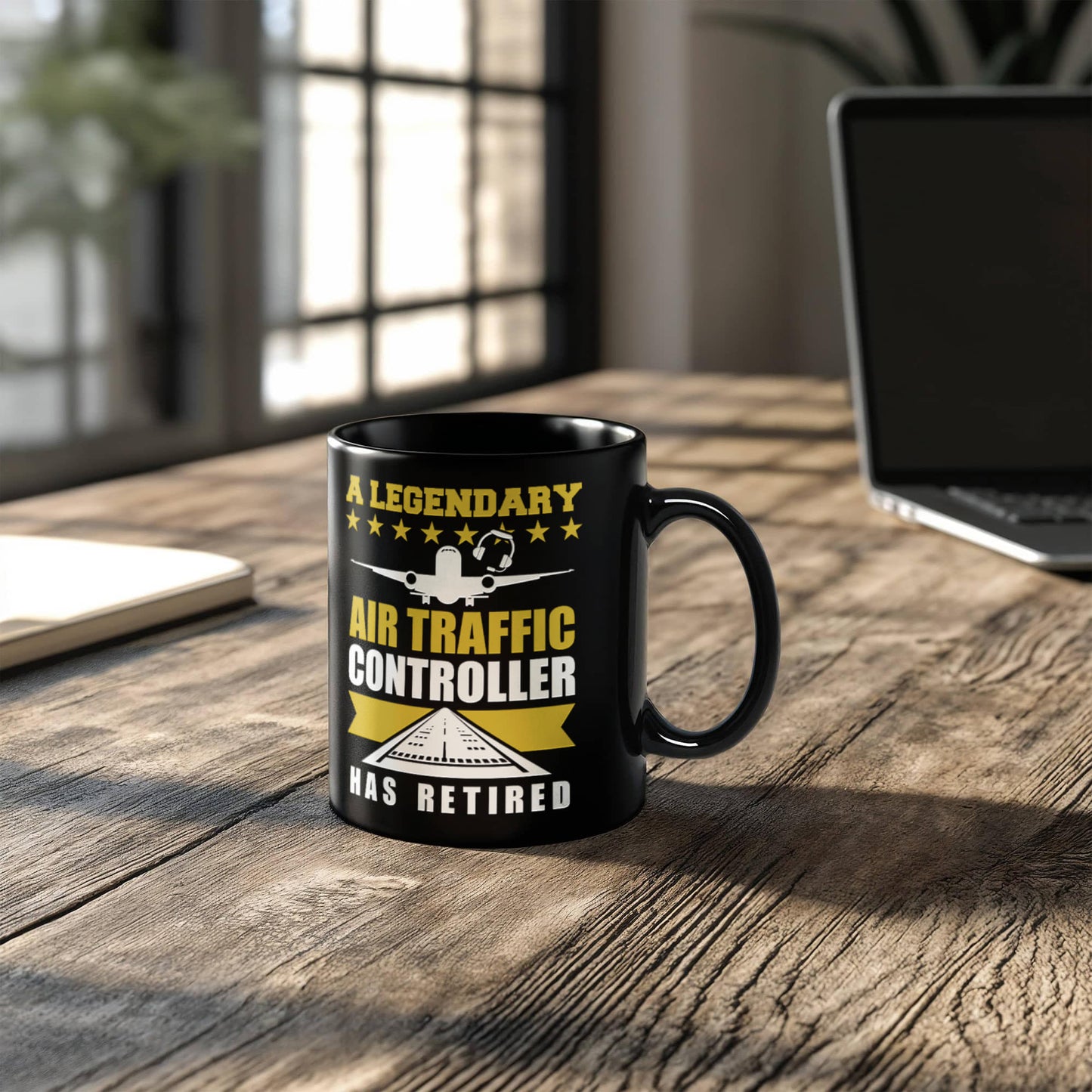 Legendary Air Traffic Controller Has Retired Black Ceramic Coffee Mug - Mallard Moon Gift Shop