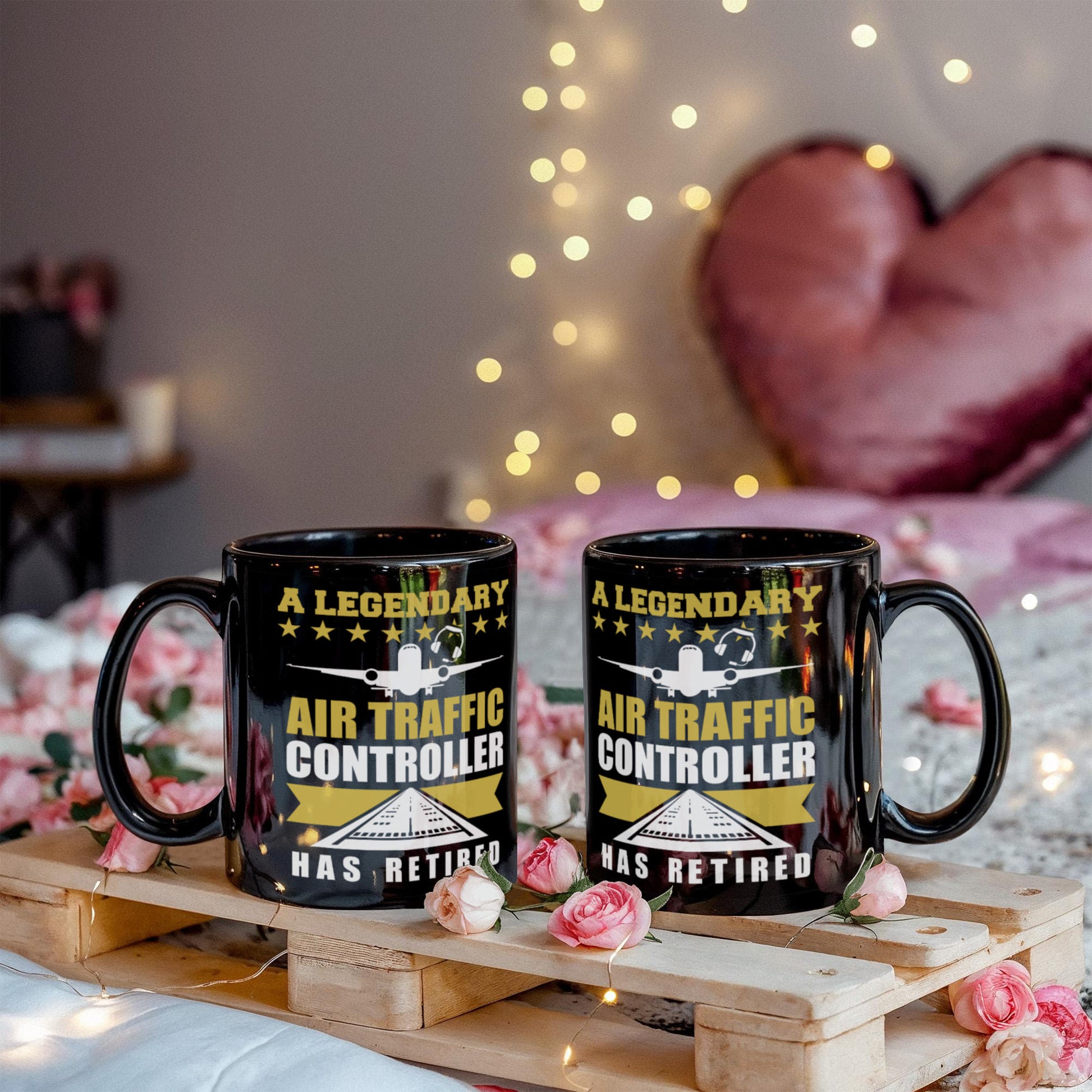 Legendary Air Traffic Controller Has Retired Black Ceramic Coffee Mug - Mallard Moon Gift Shop