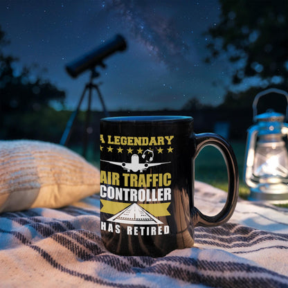 Legendary Air Traffic Controller Has Retired Black Ceramic Coffee Mug - Mallard Moon Gift Shop