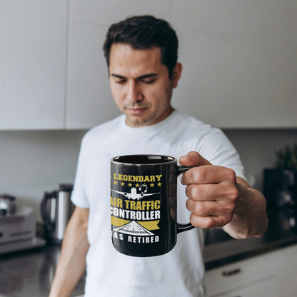 Legendary Air Traffic Controller Has Retired Black Ceramic Coffee Mug - Mallard Moon Gift Shop