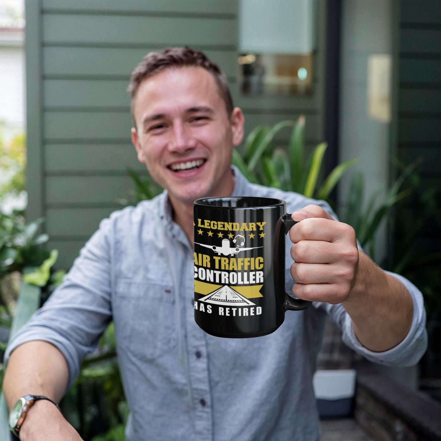 Legendary Air Traffic Controller Has Retired Black Ceramic Coffee Mug - Mallard Moon Gift Shop