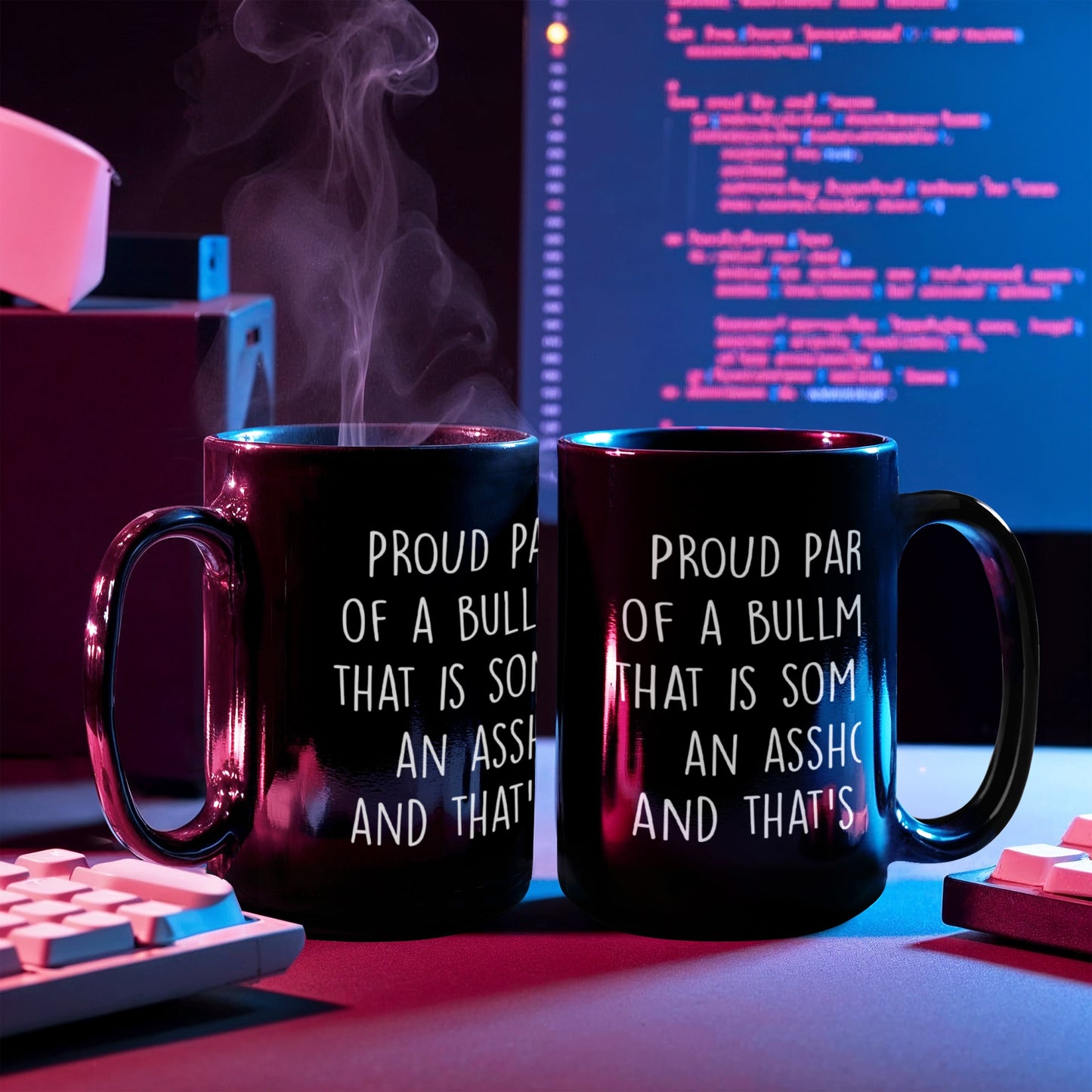 Funny Bullmastiff Dog Mom or Dad Mug – “Proud Parent of a Bullmastiff That Is Sometimes an Asshole” – Black Ceramic Coffee Cup, 11oz or 15oz - Mallard Moon Gift Shop