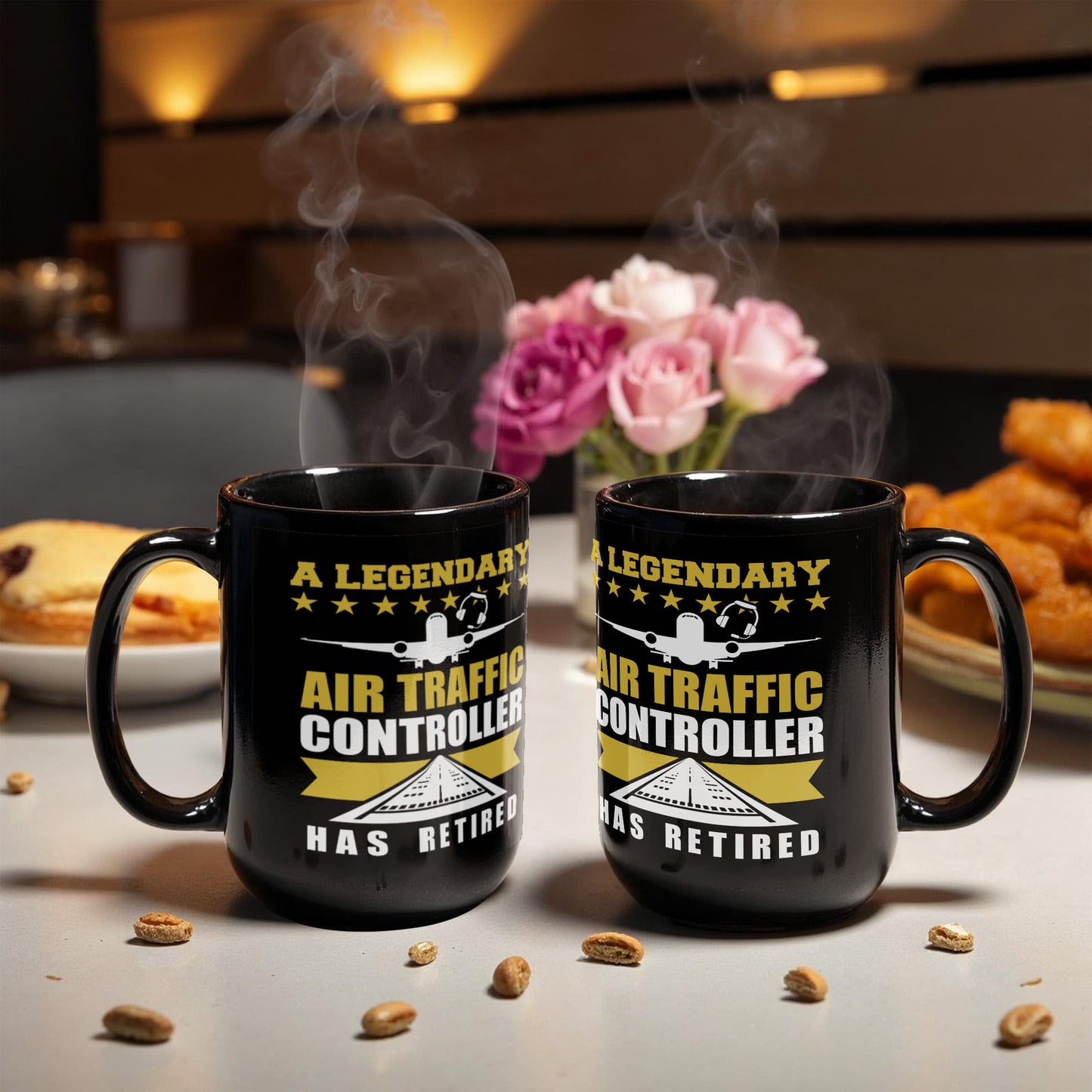 Legendary Air Traffic Controller Has Retired Black Ceramic Coffee Mug - Mallard Moon Gift Shop