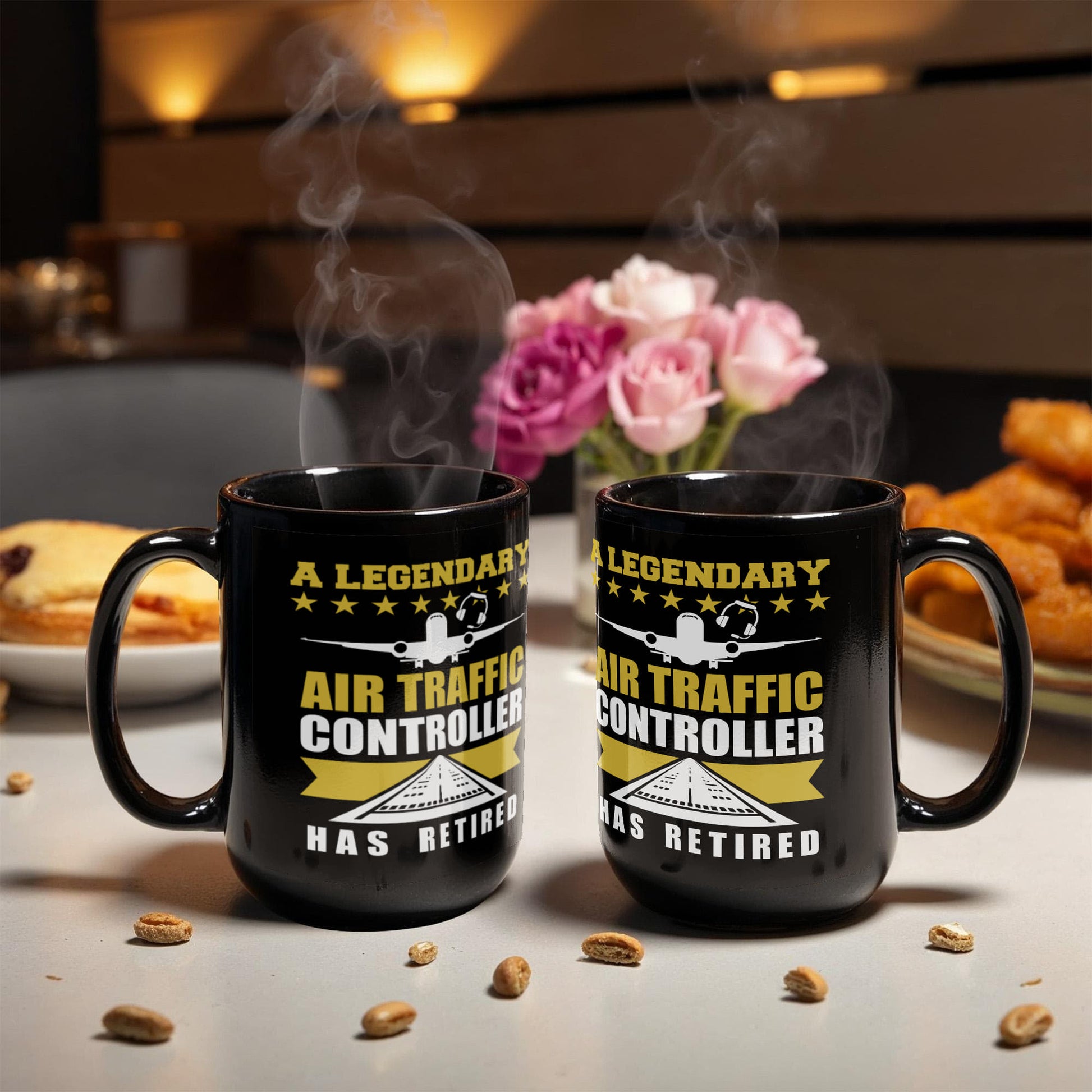 Legendary Air Traffic Controller Has Retired Black Ceramic Coffee Mug - Mallard Moon Gift Shop