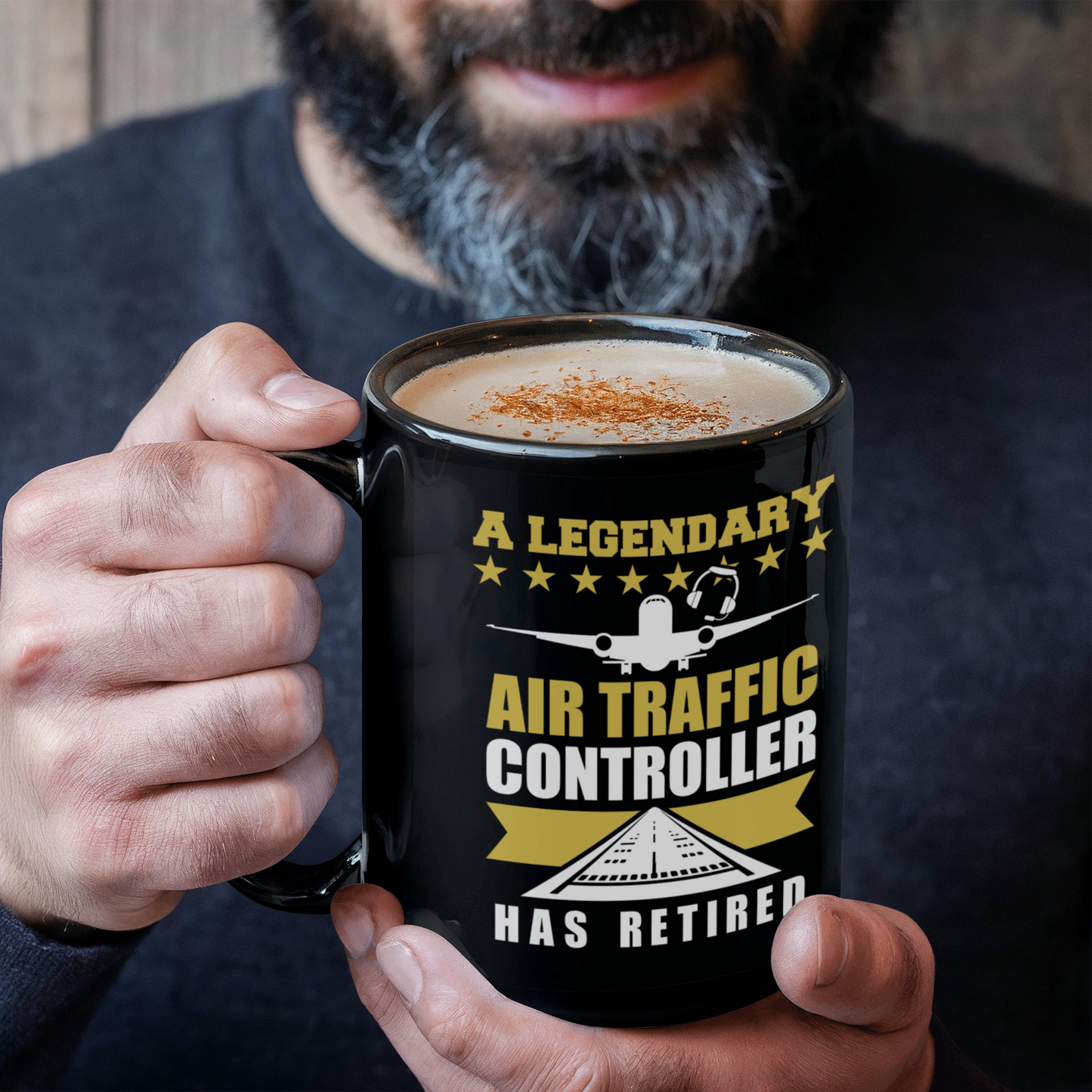 Legendary Air Traffic Controller Has Retired Black Ceramic Coffee Mug - Mallard Moon Gift Shop