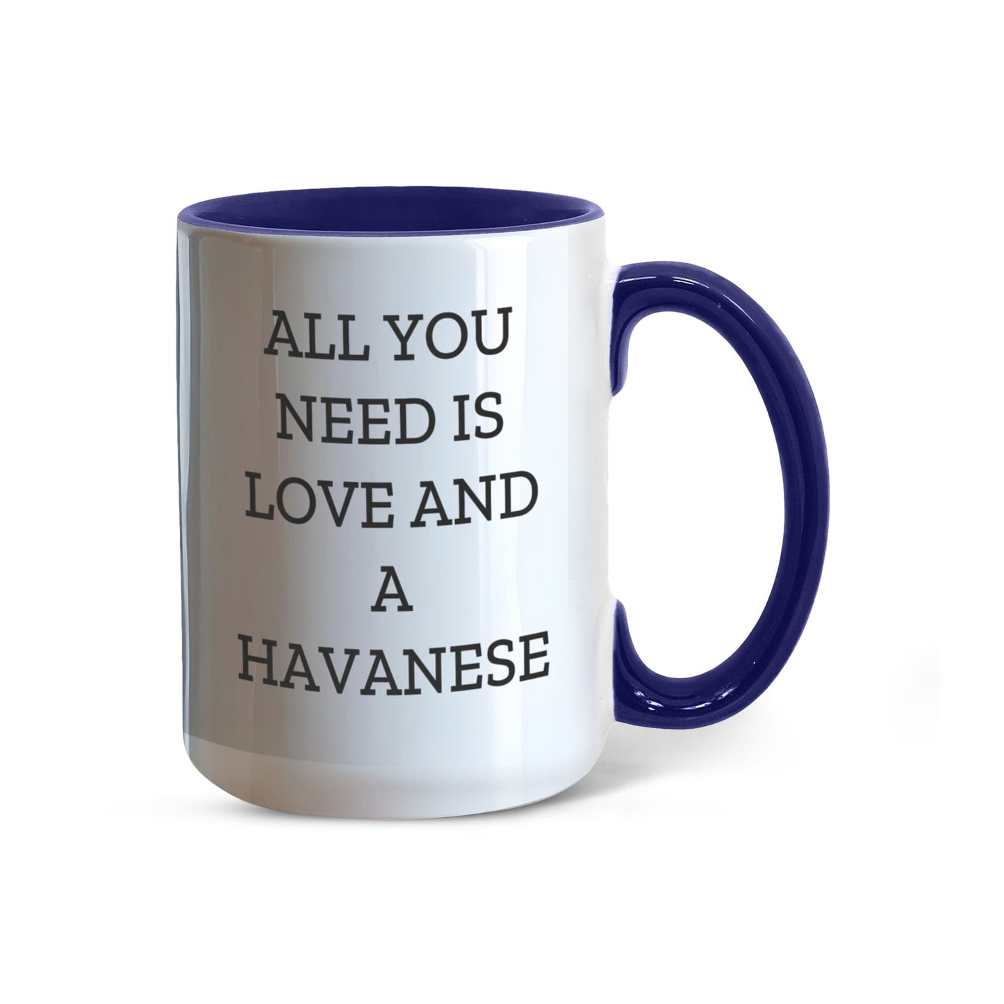 All You Need Is Love and a Havanese | Color Accent Dog Lover Ceramic Mug (11oz & 15oz, 7 Colors) - Mallard Moon Gift Shop