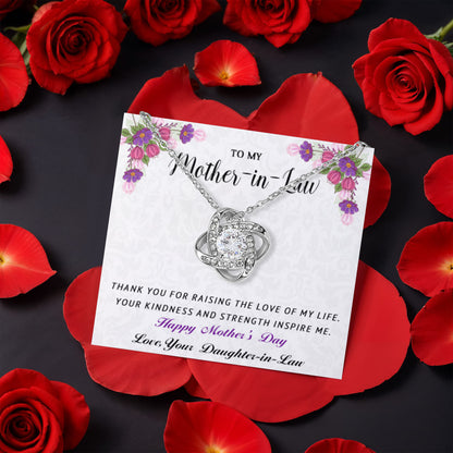 To My Mother-in-Law - Happy Mother's Day - Love Knot Necklace with Rose Gift Box - Mallard Moon Gift Shop