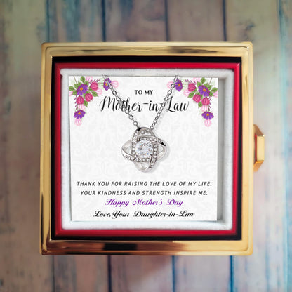 To My Mother-in-Law - Happy Mother's Day - Love Knot Necklace with Rose Gift Box - Mallard Moon Gift Shop