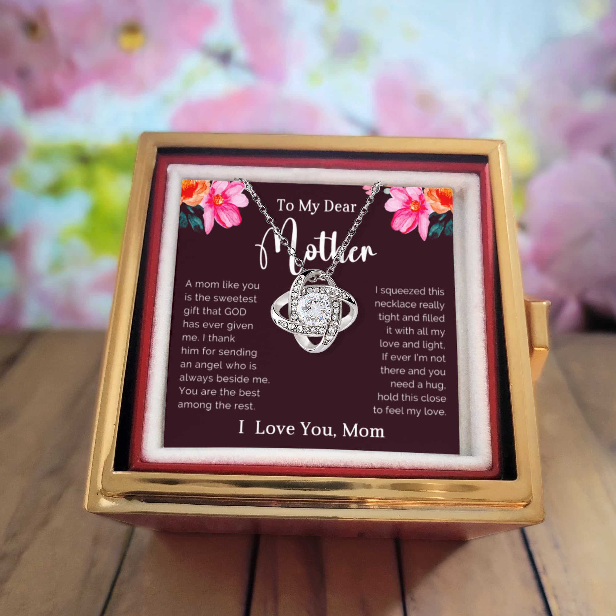 To My Dear Mother - The Bond We Share - Love Knot Necklace with Rose Gift Box - Mallard Moon Gift Shop