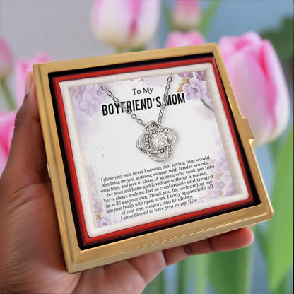 A Gift for your Boyfriend's Mother- Love to Share - Love Knot Necklace with Rose Gift Box - Mallard Moon Gift Shop