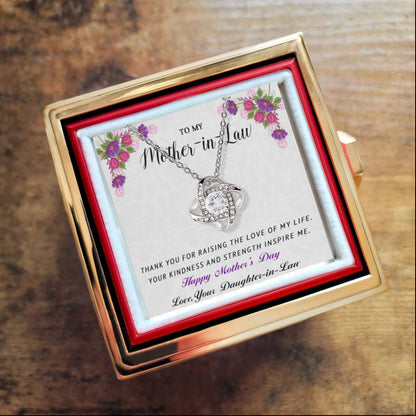 To My Mother-in-Law - Happy Mother's Day - Love Knot Necklace with Rose Gift Box - Mallard Moon Gift Shop