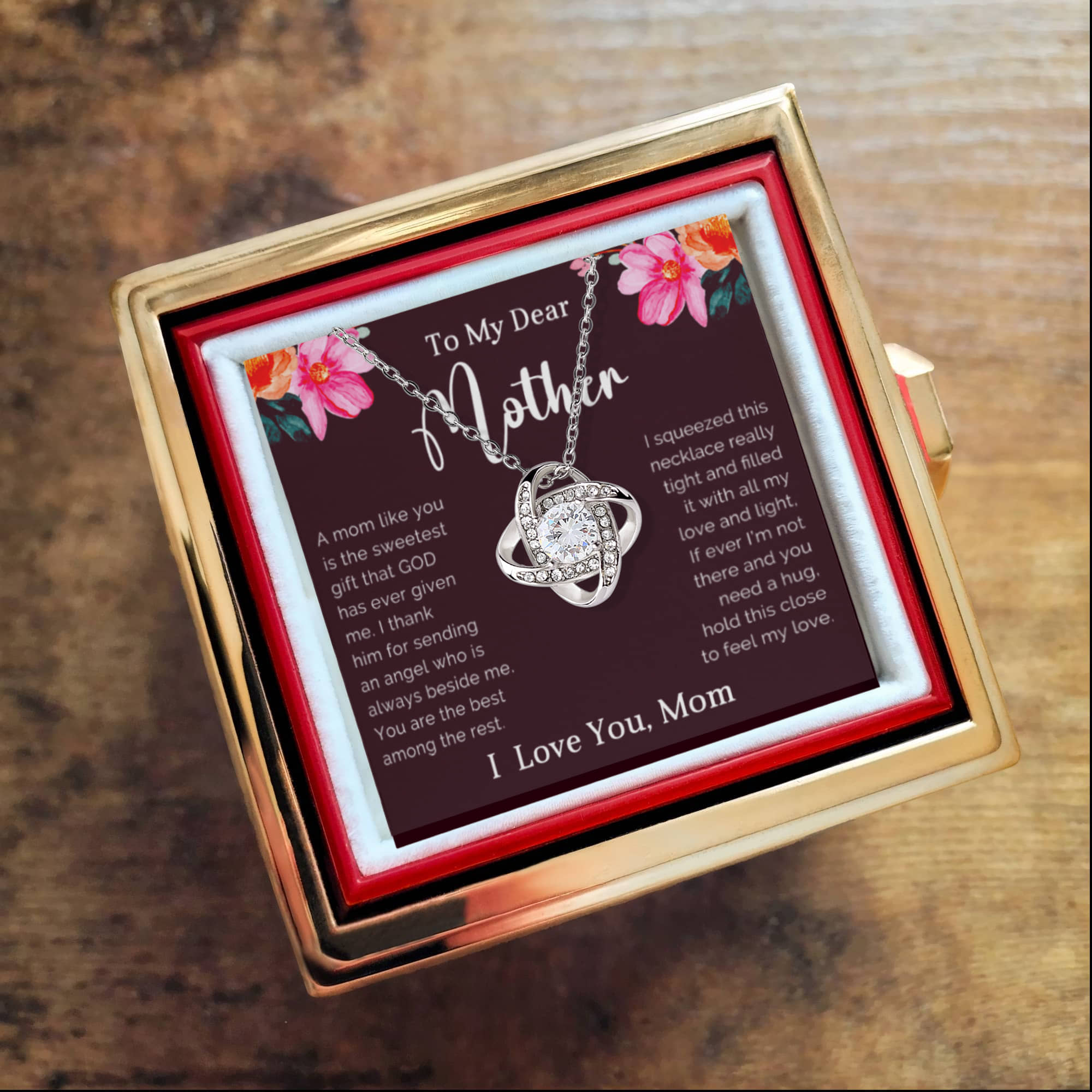 To My Dear Mother - The Bond We Share - Love Knot Necklace with Rose Gift Box - Mallard Moon Gift Shop