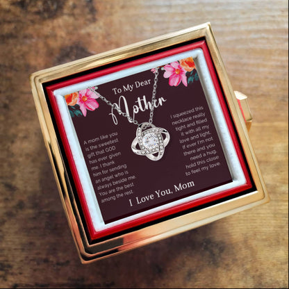 To My Dear Mother - The Bond We Share - Love Knot Necklace with Rose Gift Box - Mallard Moon Gift Shop