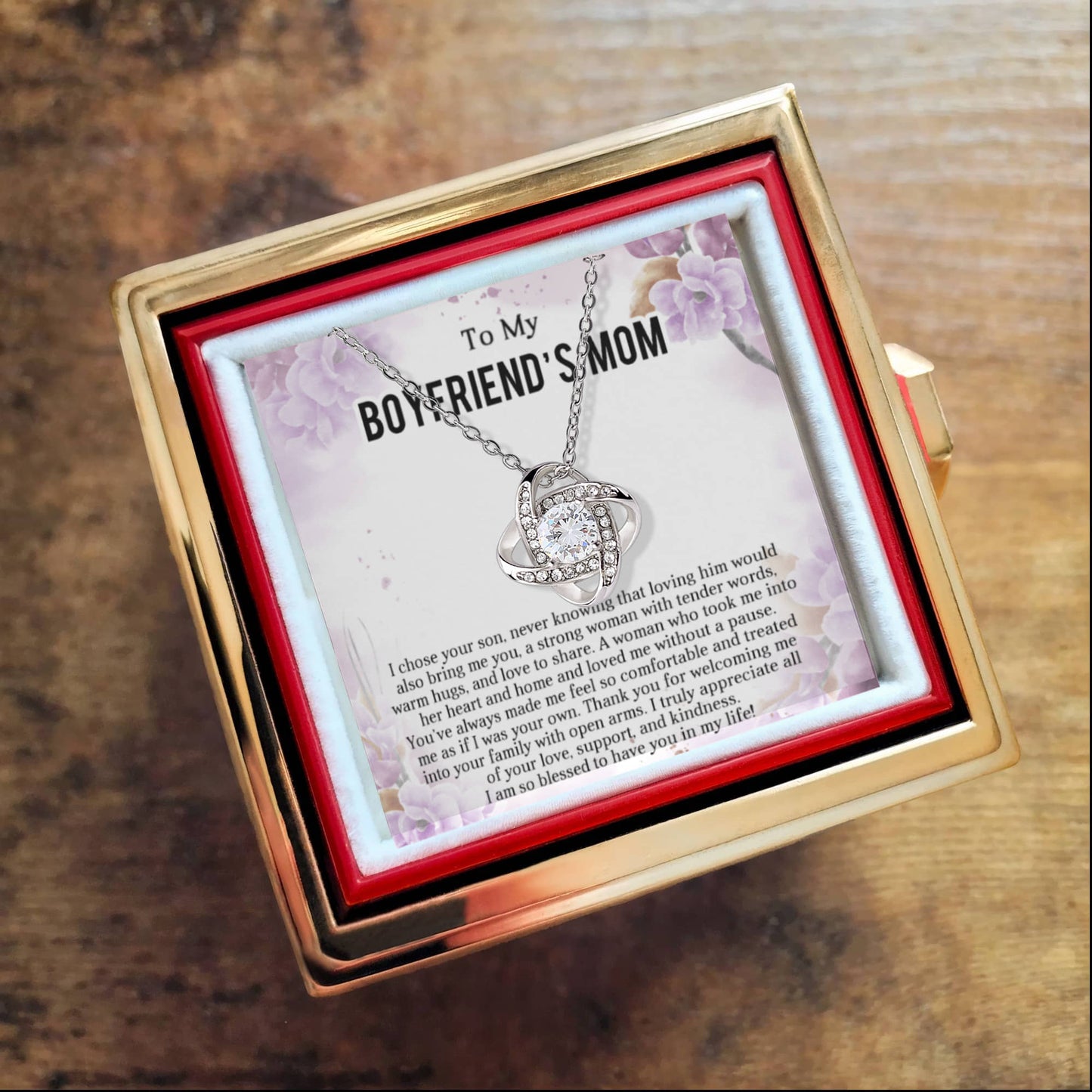 A Gift for your Boyfriend's Mother- Love to Share - Love Knot Necklace with Rose Gift Box - Mallard Moon Gift Shop