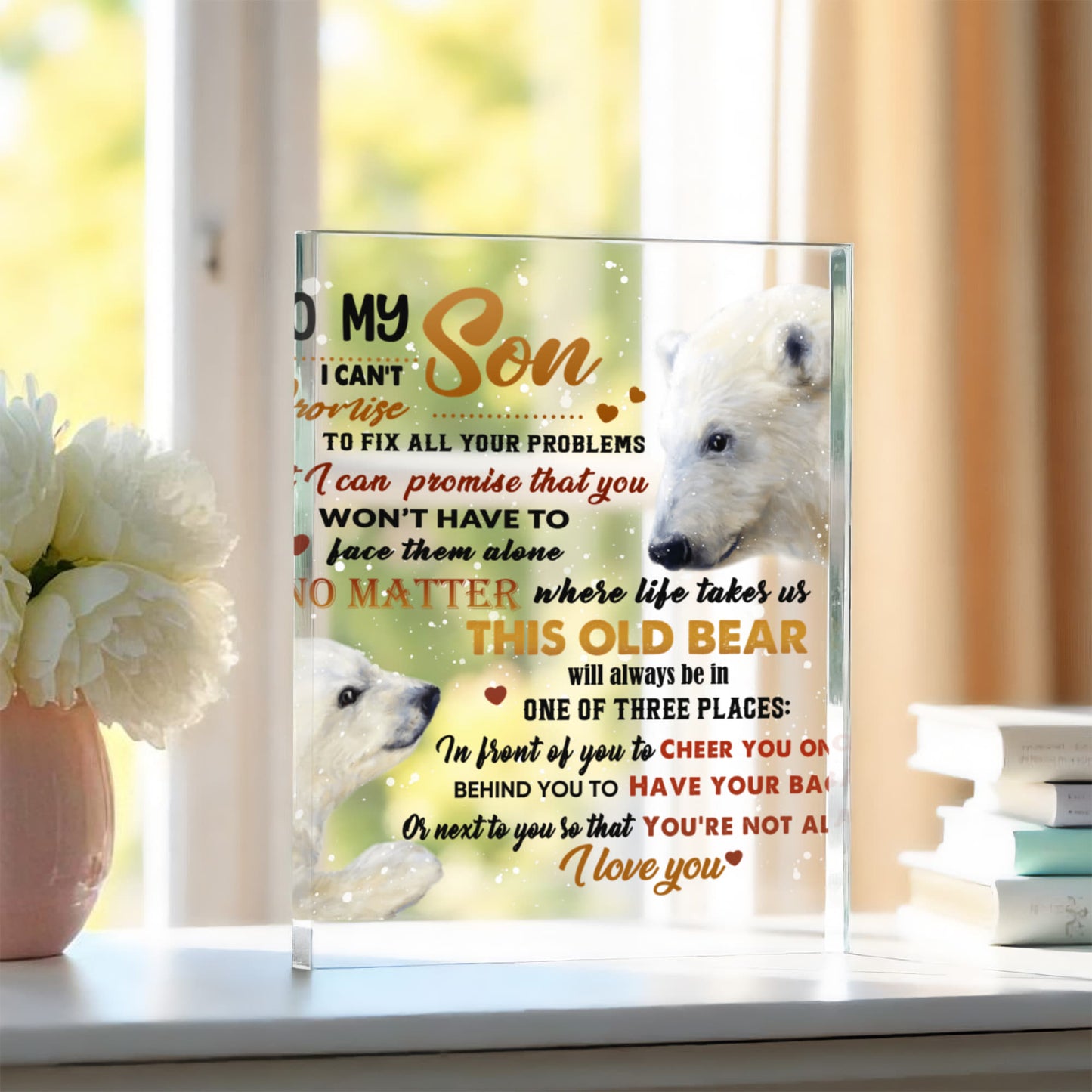 To My Son Polar Bear Acrylic Block – “This Old Bear” Father Gift | Solid Acrylic Keepsake from Dad