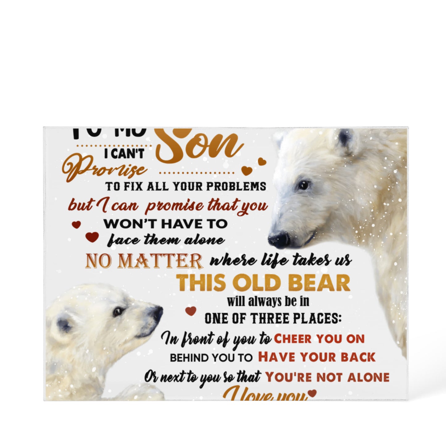 To My Son Polar Bear Acrylic Block – “This Old Bear” Father Gift | Solid Acrylic Keepsake from Dad