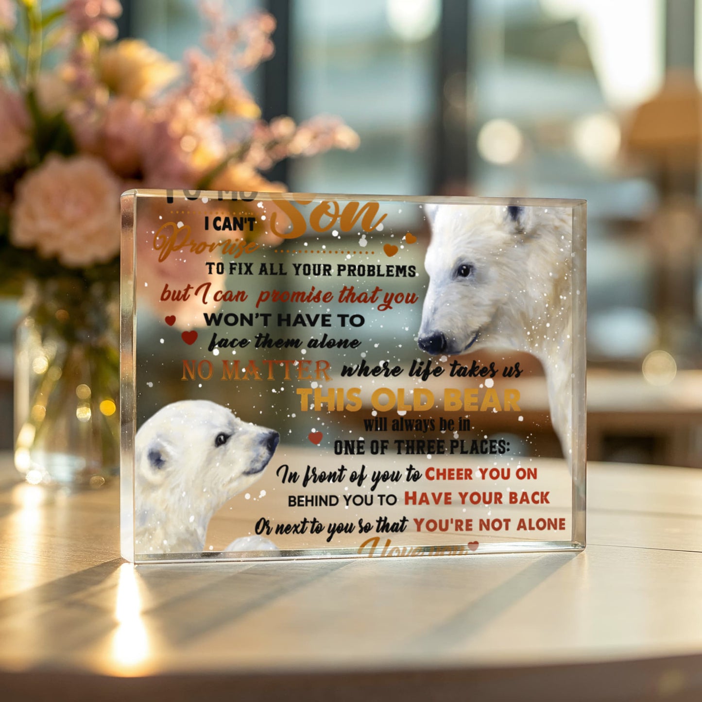 To My Son Polar Bear Acrylic Block – “This Old Bear” Father Gift | Solid Acrylic Keepsake from Dad