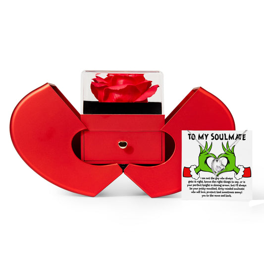 To My Soulmate – Forever Love Necklace Gift Set with Preserved Rose Heart Box | Funny Romantic Christmas Gift for Girlfriend or Wife - Mallard Moon