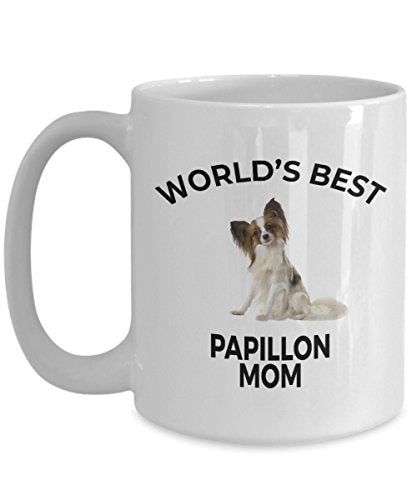 Spring Pet Products Papillon Dog Lover Gift World's Best Mom Birthday Mother's Day Present White Ceramic Coffee Mug - Mallard Moon Gift Shop