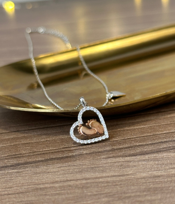 Gift for Mom-to-Be Pregnancy Baby Feet Necklace - Mallard Moon Gift Shop