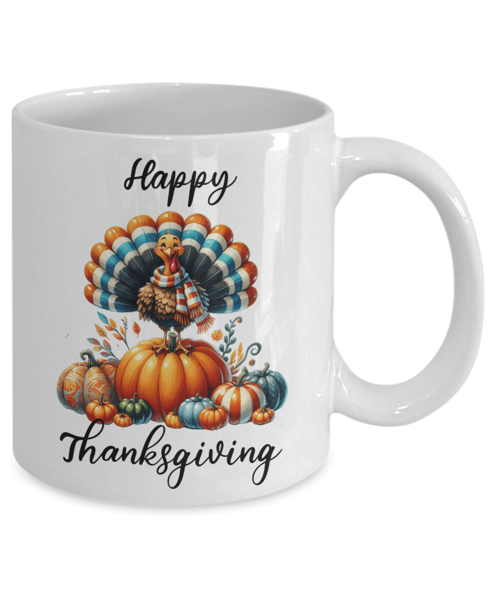 Happy Thanksgiving Ceramic Mug – Perfect for Holiday Cheer! - Mallard Moon Gift Shop