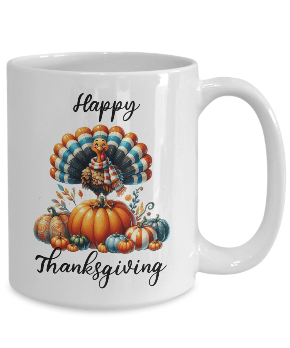 Happy Thanksgiving Ceramic Mug – Perfect for Holiday Cheer! - Mallard Moon Gift Shop