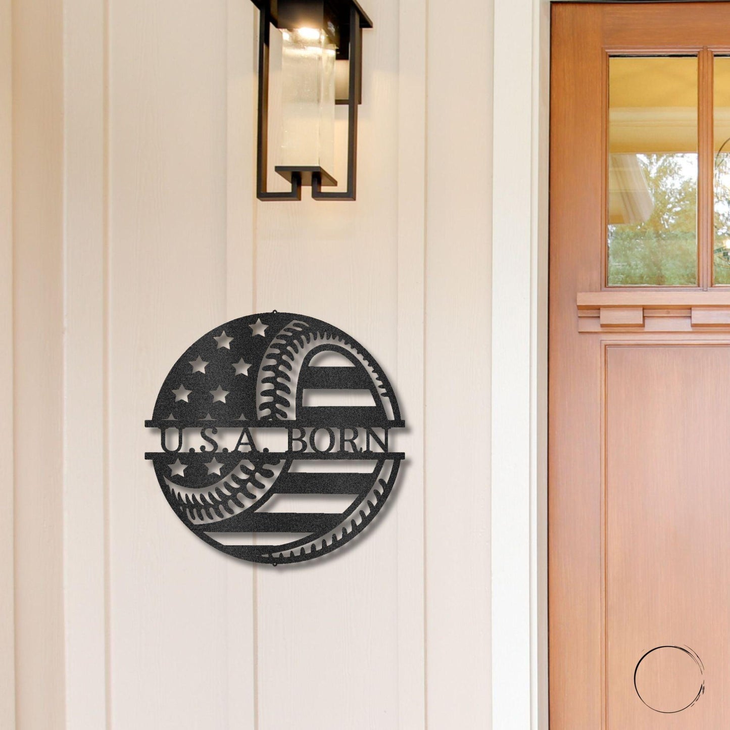 Baseball American Flag Custom Name Metal Art Wall Sign - Mallard Moon Gift Shop