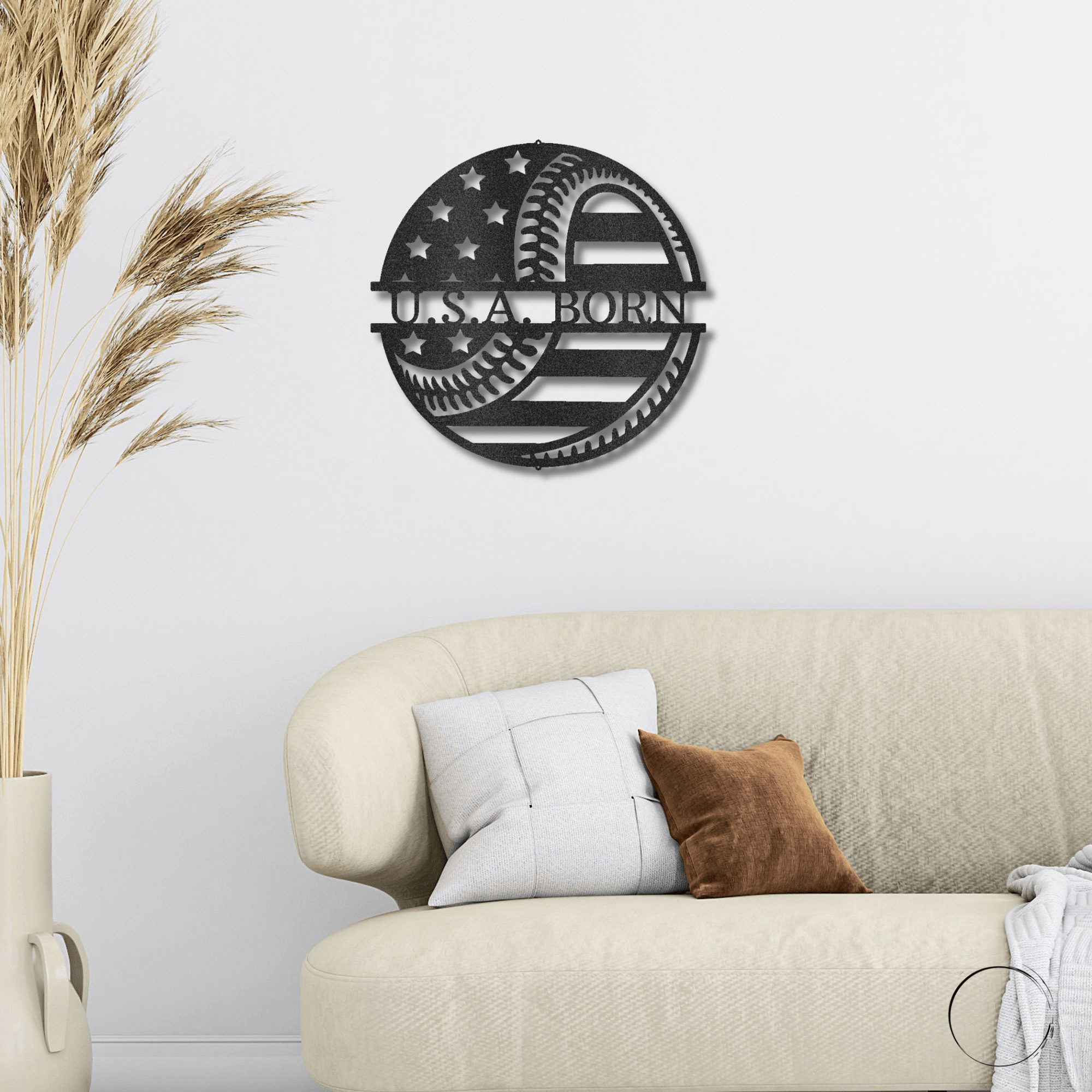 Baseball American Flag Custom Name Metal Art Wall Sign - Mallard Moon Gift Shop