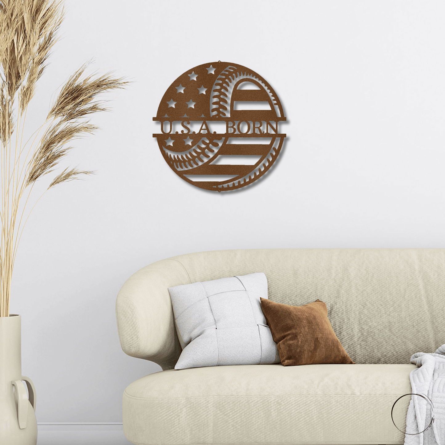 Baseball American Flag Custom Name Metal Art Wall Sign - Mallard Moon Gift Shop