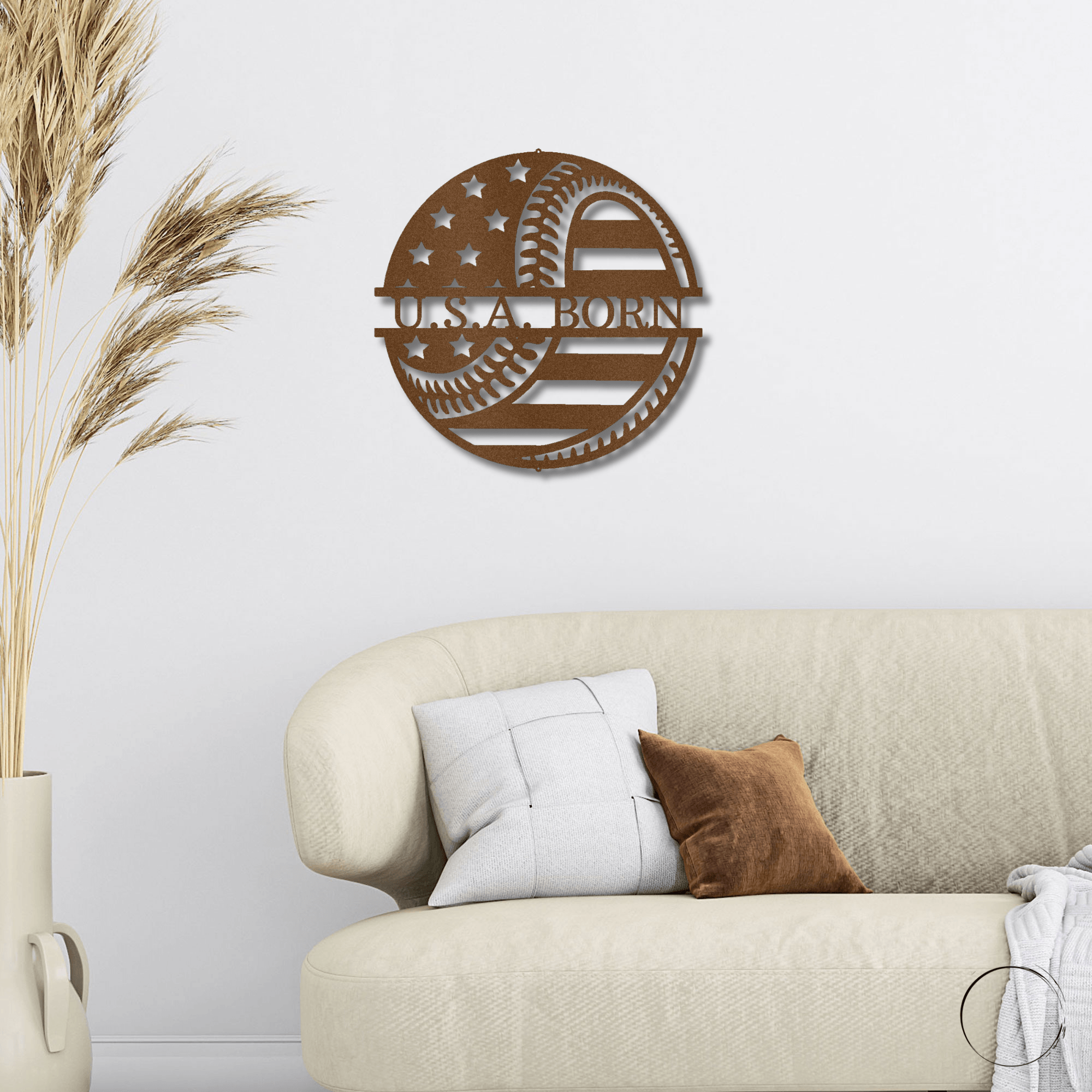 Baseball American Flag Custom Name Metal Art Wall Sign - Mallard Moon Gift Shop