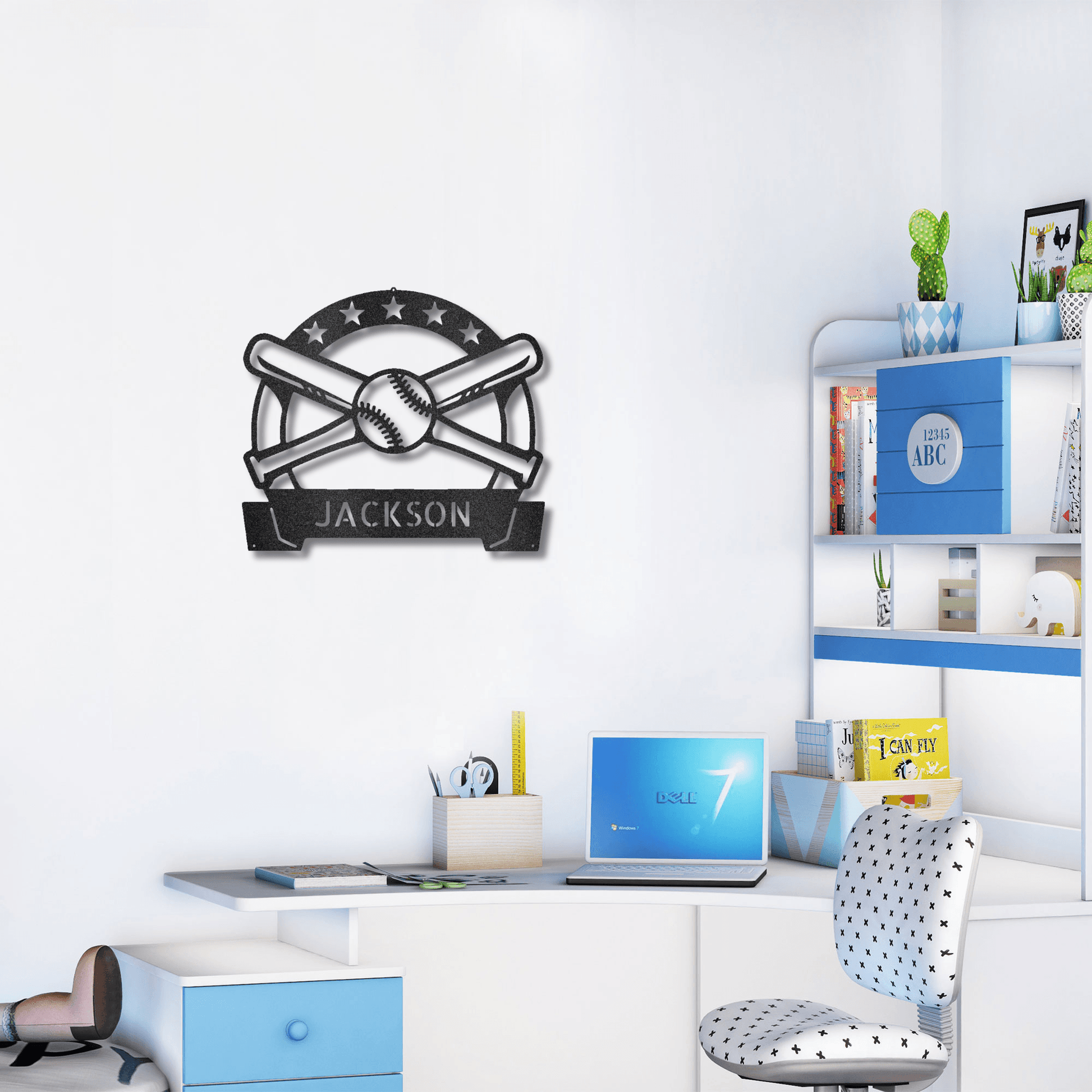 Baseball and Bats Custom Name Metal Art Wall Sign - Mallard Moon Gift Shop