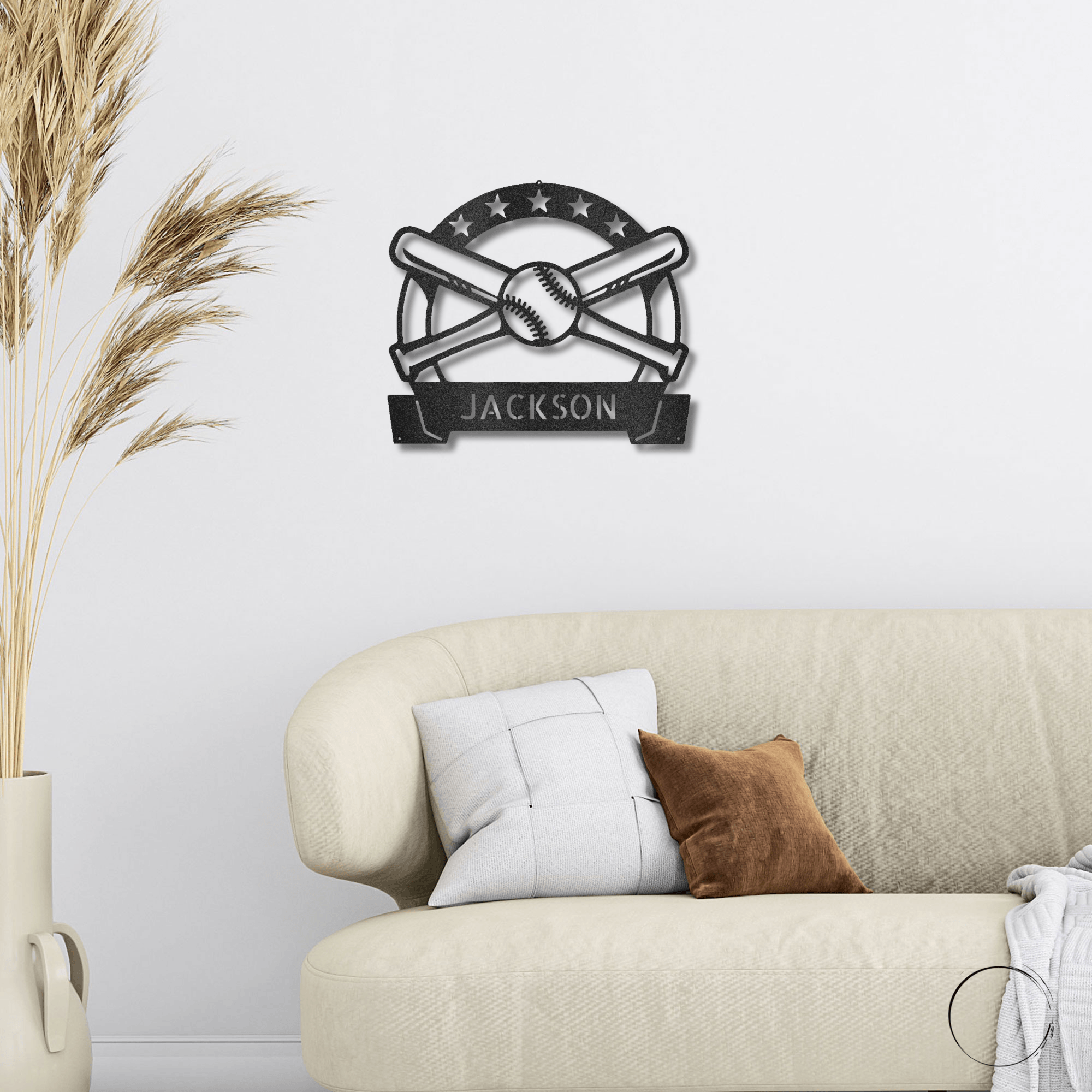 Baseball and Bats Custom Name Metal Art Wall Sign - Mallard Moon Gift Shop