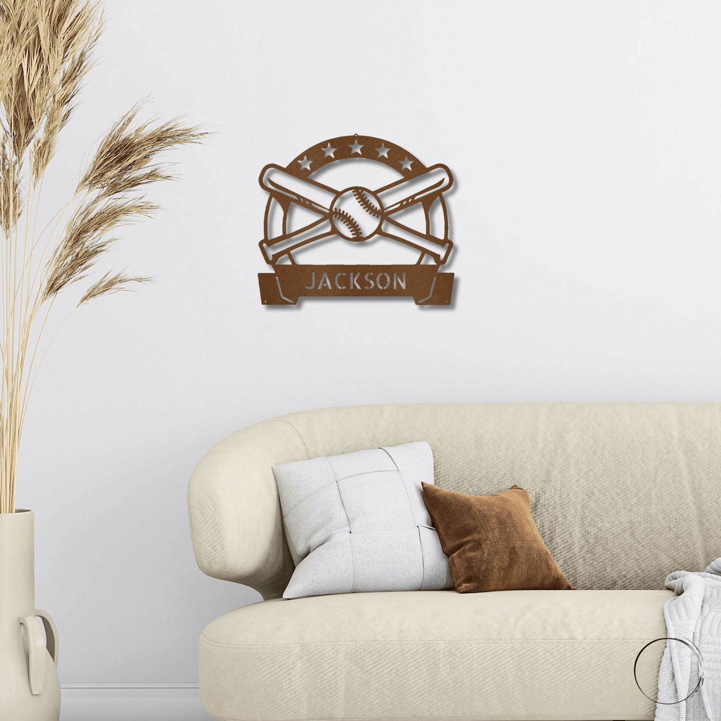 Baseball and Bats Custom Name Metal Art Wall Sign - Mallard Moon Gift Shop