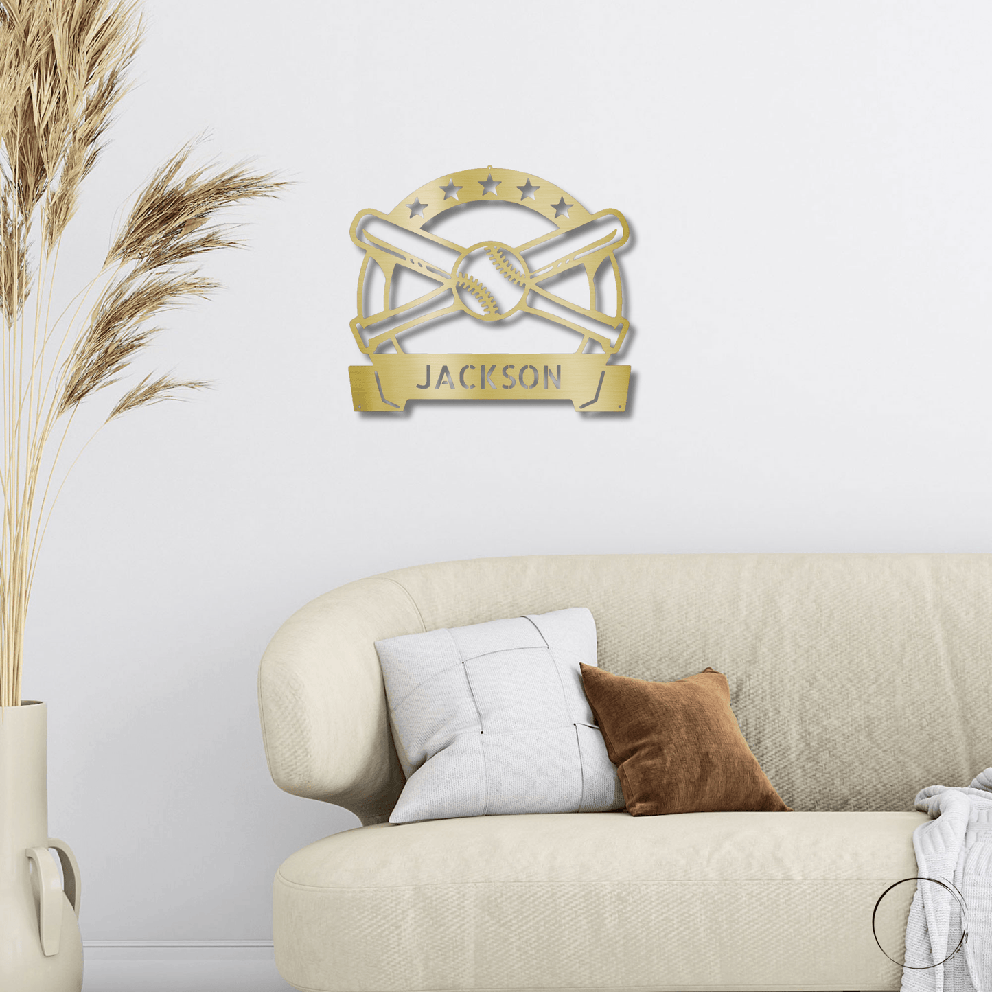 Baseball and Bats Custom Name Metal Art Wall Sign - Mallard Moon Gift Shop