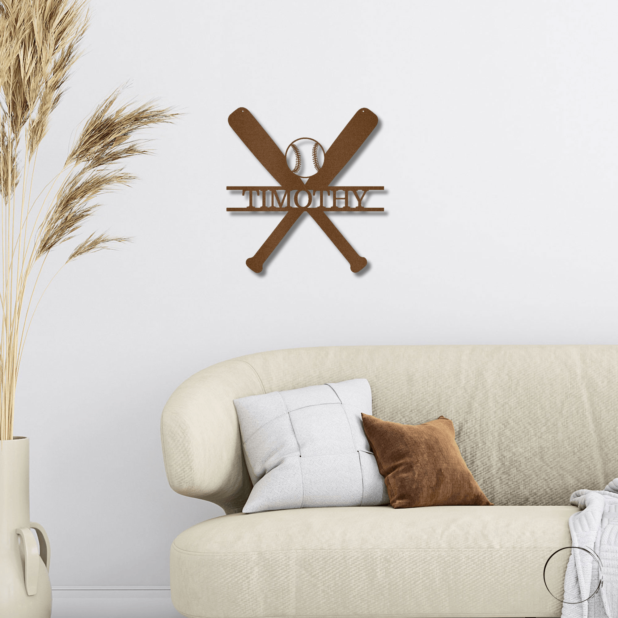 Baseball Bats and Balls Custom Name Metal Art Wall Sign - Mallard Moon Gift Shop