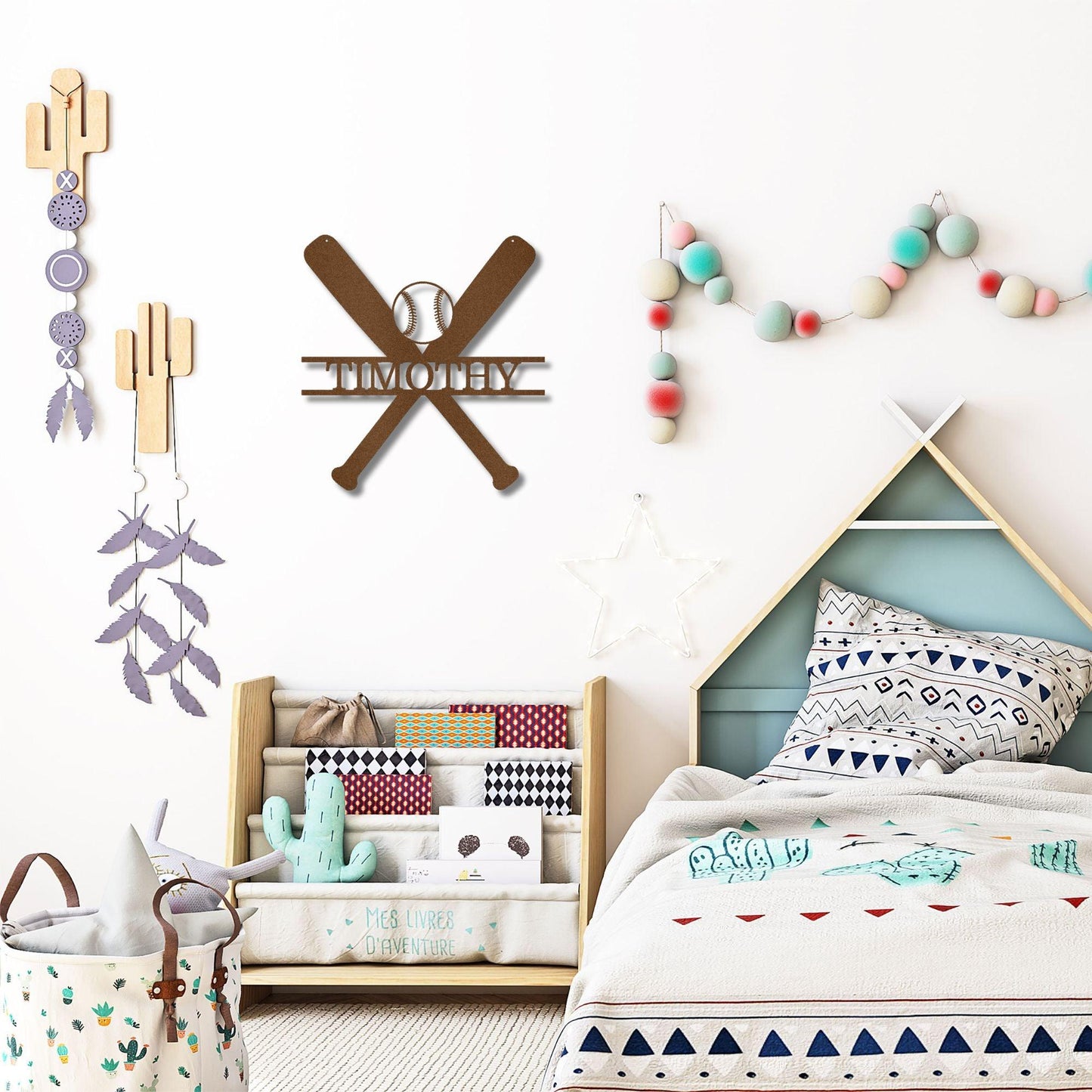 Baseball Bats and Balls Custom Name Metal Art Wall Sign - Mallard Moon Gift Shop