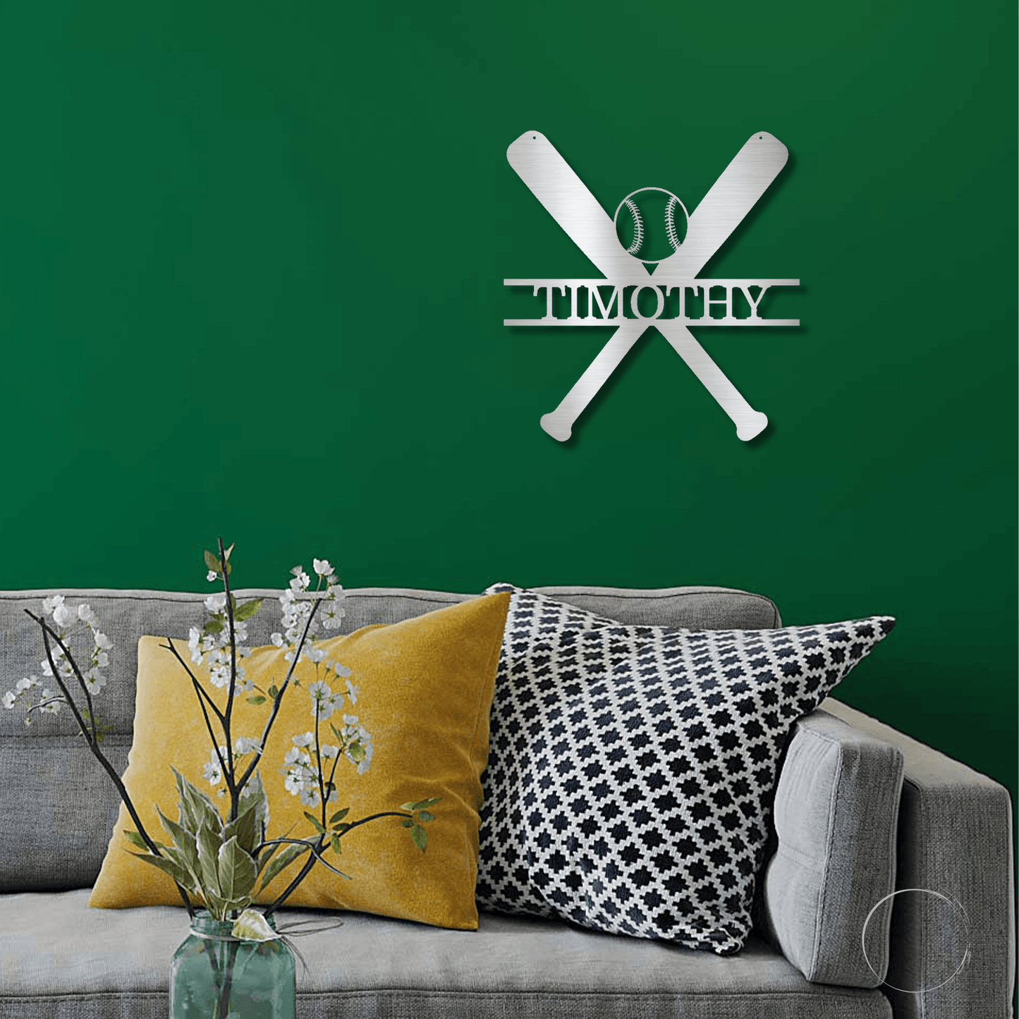 Baseball Bats and Balls Custom Name Metal Art Wall Sign - Mallard Moon Gift Shop