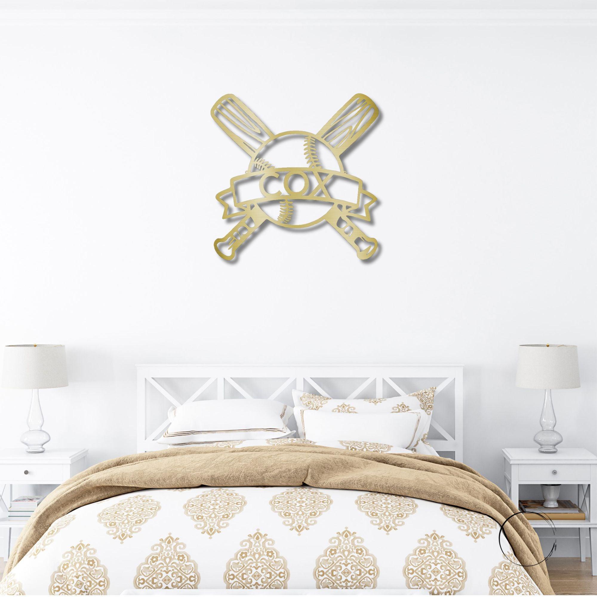 Baseball Bats and Balls Personalized Name Metal Art Wall Sign - Mallard Moon Gift Shop